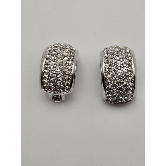 Vintage Christian Dior Signed Half Hoop Rhinestone Earrings, Perfect Condition - Picture 3 of 9